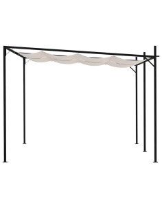 Gazebo con Tetto Retrattile 400x300x233 cm Crema 2