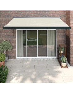 Tenda da Sole Retrattile Crema 3,5x2,5 m in Tessuto e Alluminio