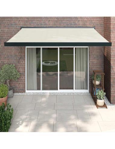 Tenda da Sole Retrattile Crema 3,5x2,5 m in Tessuto e Alluminio