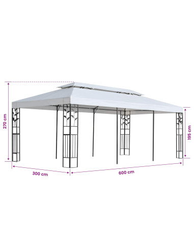 Telo per gazebo Bianco 300 x 600 cm Poliestere