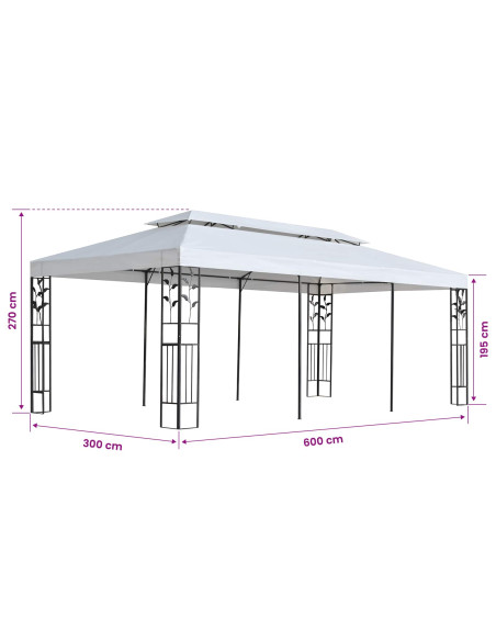 Telo per gazebo Bianco 300 x 600 cm Poliestere