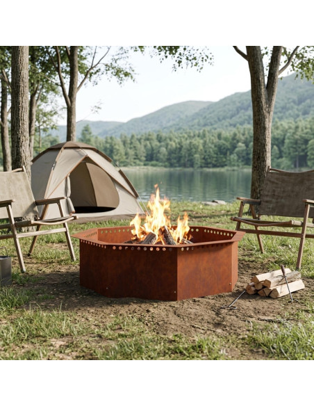 Anello per Focolare Ruggine 90 x 90 x 25 cm Acciaio Corten