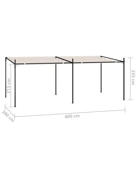 Gazebo con Tetto Retrattile 600x300x233 cm Crema