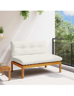 Divano Medio da Giardino Naturale e Bianco Crema