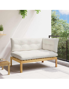 Unità Divano Angolare Acacia Chiaro e Bianco Crema