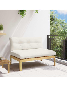 Unità Divano Centrale Acacia Chiaro e Bianco Crema
