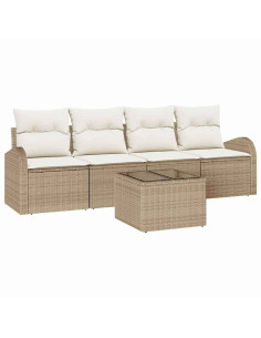 Set Divano da Giardino Beige 55 x 55 x 37 cm polyrattan 2