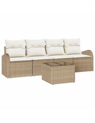Set Divano da Giardino Beige 55 x 55 x 37 cm polyrattan