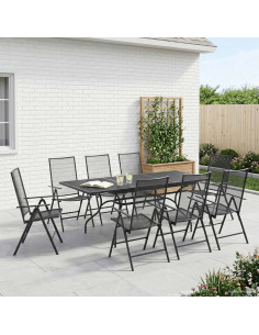 Set da Pranzo per Giardino 9 pz Antracite Rete e Acciaio
