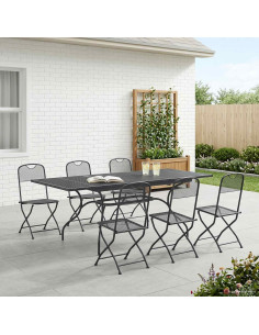 Set da Pranzo per Giardino 7 pz Antracite Rete e Acciaio