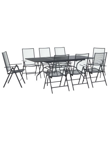 Set da Pranzo per Giardino 9 pz Antracite Rete e Acciaio