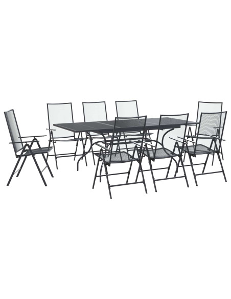 Set da Pranzo per Giardino 9 pz Antracite Rete e Acciaio