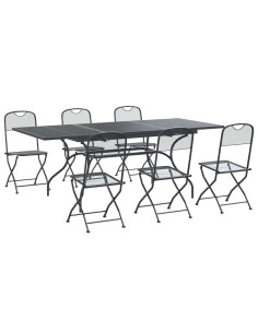 Set da Pranzo per Giardino 7 pz Antracite Rete e Acciaio 2