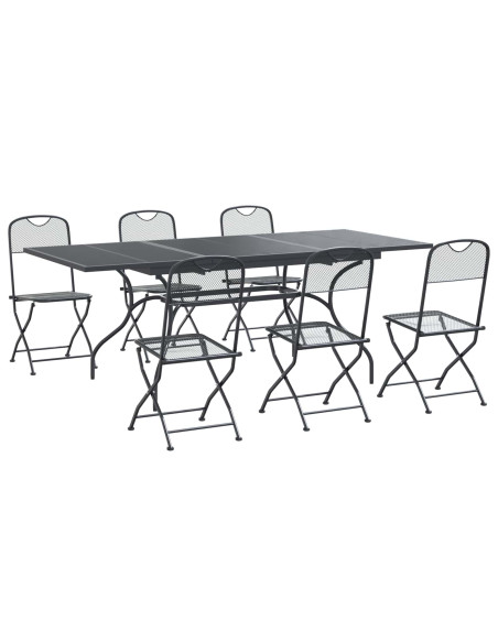 Set da Pranzo per Giardino 7 pz Antracite Rete e Acciaio