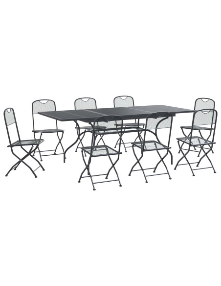 Set da Pranzo per Giardino 9 pz Antracite Rete e Acciaio