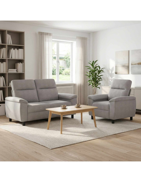 Set di divani 2 pcs Grigio Nuvola Tessuto