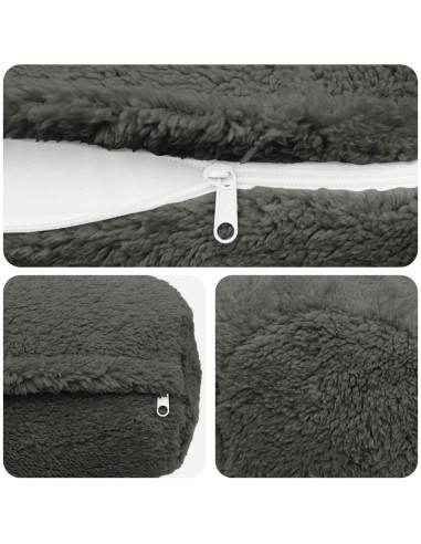 Federa 6 pcs HEERLEN Grigio Scuro Ø 15 x 40 cm Bouclé