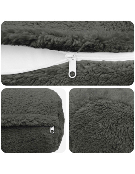 Federa 6 pcs HEERLEN Grigio Scuro Ø 15 x 40 cm Bouclé