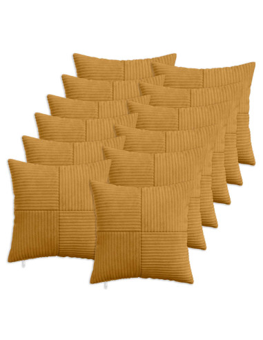 Federa 12 pcs ALMELO Giallo 45 x 45 cm corduroy