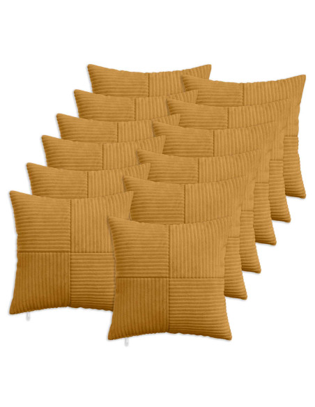 Federa 12 pcs ALMELO Giallo 45 x 45 cm corduroy
