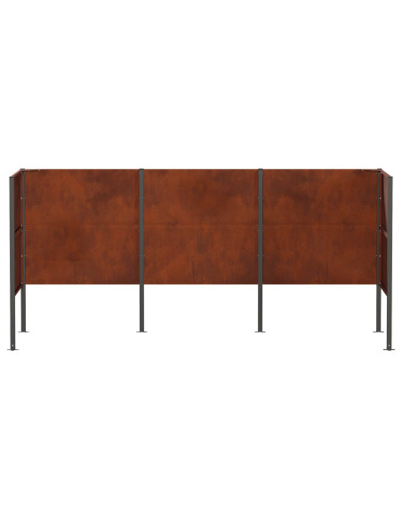 Schermo per bidone della spazzatura 249 x 85 x 113 cm Ruggine