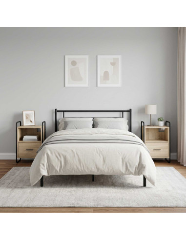 Mobiletto da Letto Appeso 2 pz Rovere Sonoma 40 x 30 x 60 cm