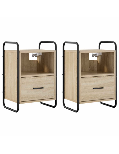 Mobiletto da Letto Appeso 2 pz Rovere Sonoma 40 x 30 x 60 cm