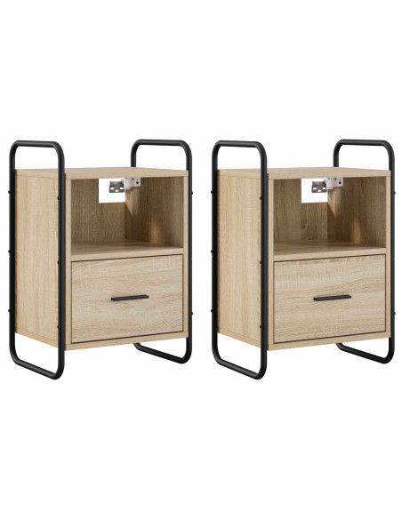 Mobiletto da Letto Appeso 2 pz Rovere Sonoma 40 x 30 x 60 cm