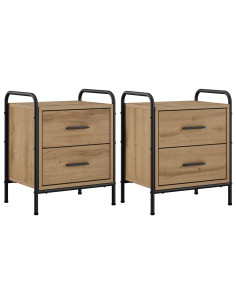 Armadio da Notte 2 pz Rovere Artigianale 40 x 30 x 50 cm 2