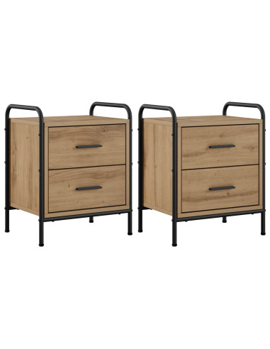 Armadio da Notte 2 pz Rovere Artigianale 40 x 30 x 50 cm