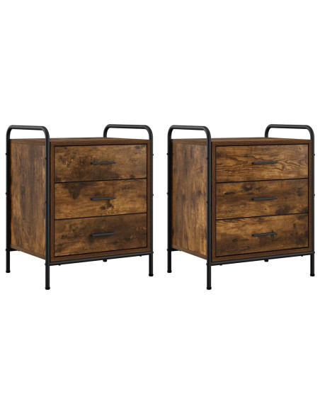 Armadio da Notte 2 pz Rovere Fumo 48 x 36,5 x 60 cm