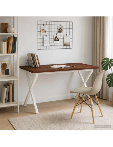 Tavolo da pranzo con bordo vivo 140 x 80 x 75 cm Marrone Scuro