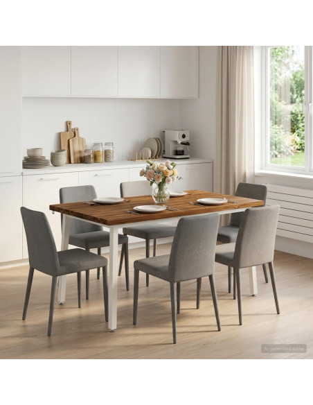 Tavolo da pranzo quadrato 140 x 90 x 75 cm Naturale