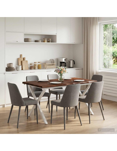 Tavolo da pranzo con bordo vivo 140 x 80 x 75 cm Marrone Scuro