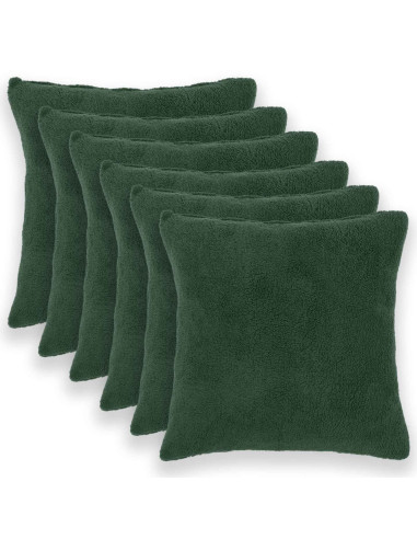 Federa 6 pcs HEERLEN Verde Scuro 60 x 60 cm Bouclé
