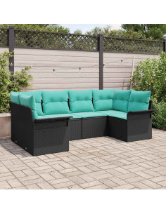 Set Divano da Giardino 6 pz Nero Poly Rattan