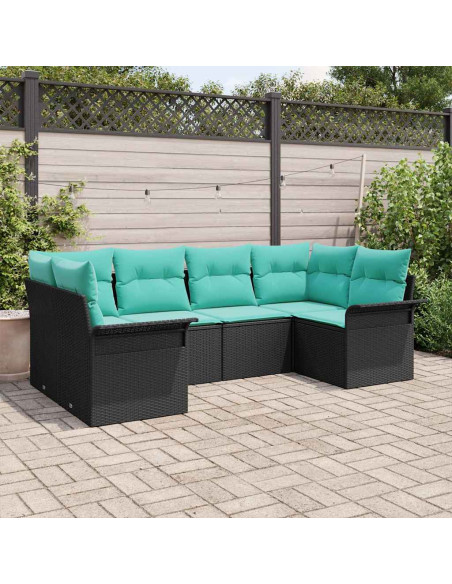 Set Divano da Giardino 6 pz Nero Poly Rattan