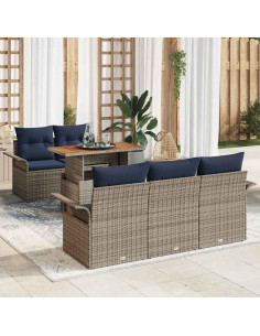 Set Divano da Giardino 6 pz grigio e blu navy