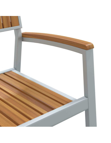 Set da Pranzo per Giardino 7 pz Grigio Legno di Acacia Massello