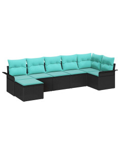 Set Divano da Giardino 7 pz Nero polyrattan 2