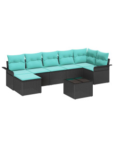 Set Divano da Giardino 8 pz Nero polyrattan 2