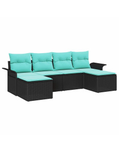 Set Divano da Giardino 6 pz Nero Poly Rattan 2