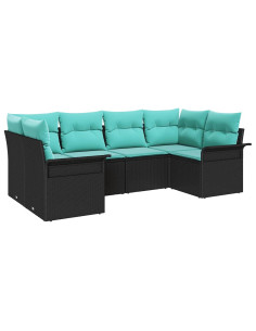 Set Divano da Giardino 6 pz Nero Poly Rattan 2