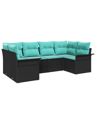 Set Divano da Giardino 6 pz Nero Poly Rattan