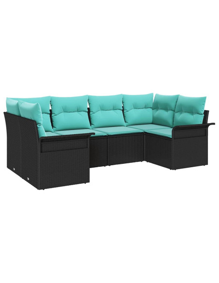 Set Divano da Giardino 6 pz Nero Poly Rattan