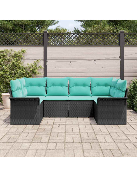 Set Divano da Giardino 6 pz Nero Poly Rattan