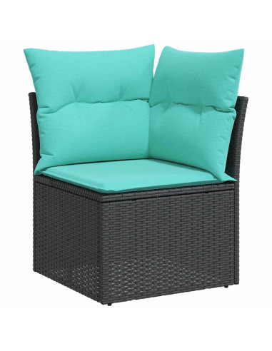 Set Divano da Giardino 9 pz Nero polyrattan