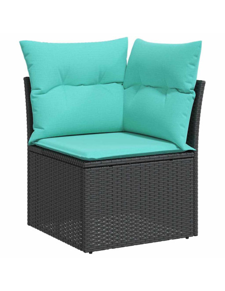Set Divano da Giardino 9 pz Nero polyrattan