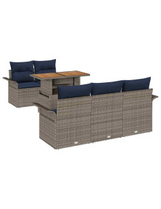 Set Divano da Giardino 6 pz grigio e blu navy 2