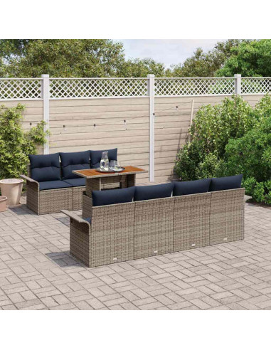 Set Divano da Giardino 8 pz grigio e blu navy